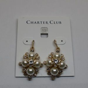 Charter Club Gold Tone & Imitation Pearl Snowflake